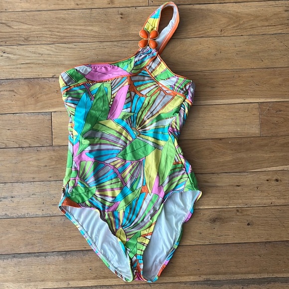 TRINA TURK deco palms one shoulder size 4 - Picture 1 of 3